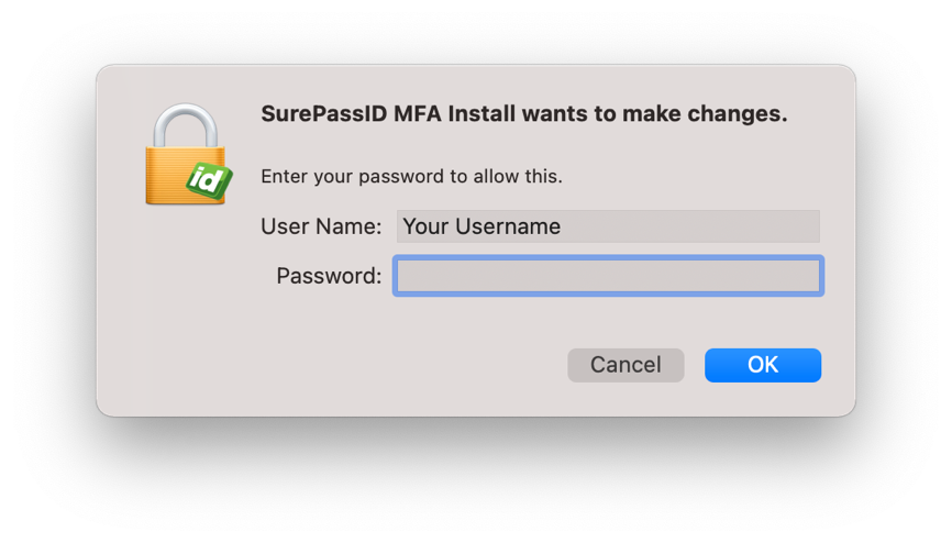 Authentication dialog prompting for an administrator user name and password.