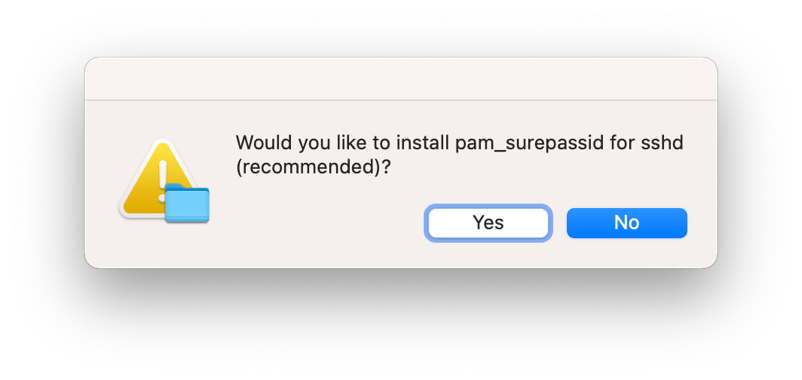 Prompt asking whether to configure the sshd PAM configuration to use pam_surepassid.
